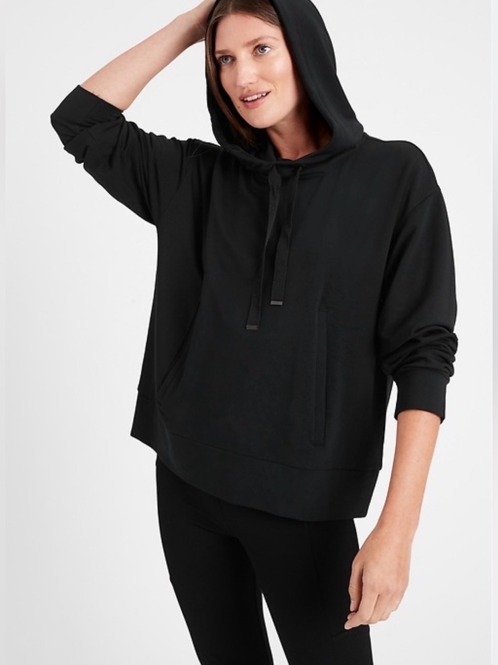 Banana Republic Women's Baby Terry Black Hooded Sweatshirt Medium - C47-050